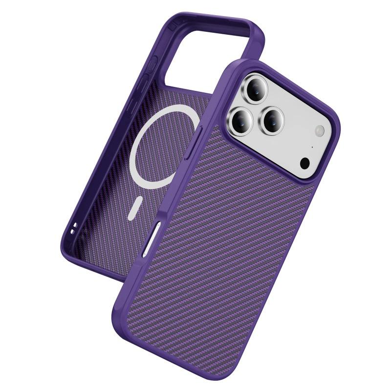 Luxury Carbon Fiber Texture Case for IPhone 17 Air 16E 15 14 Plus 13 12 Pro Max Magnetic Wireless Charge PC Hard Protecte Cover