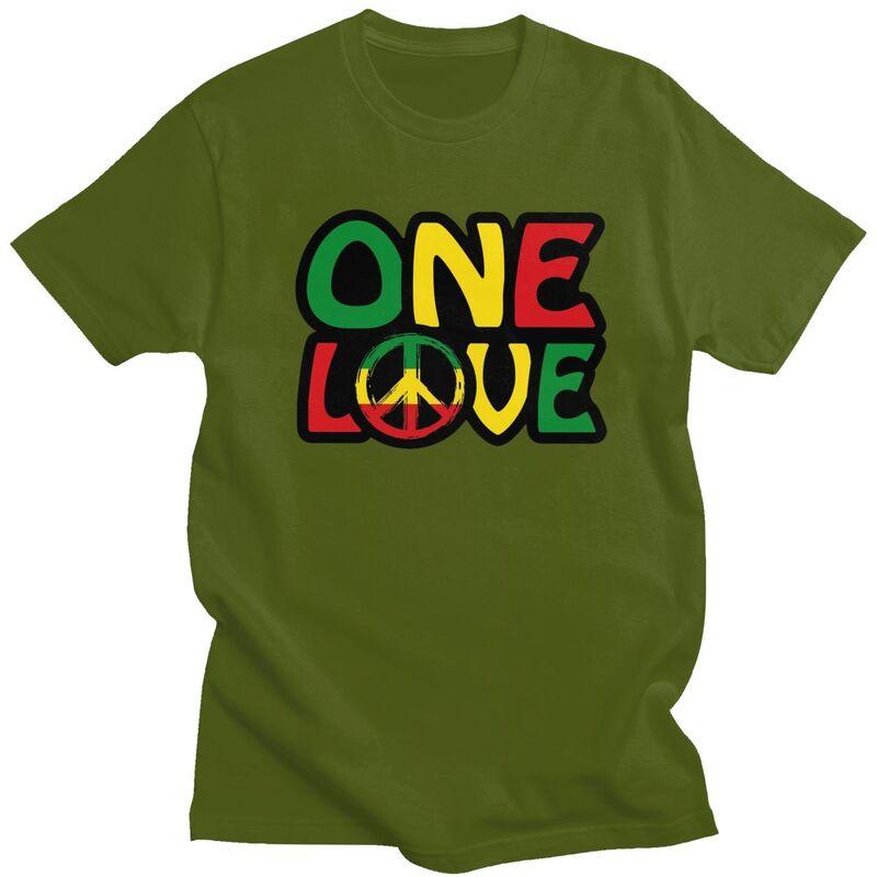 Custom ONE LOVE With Peace Symbol T Shirt for Men Tshirt Casual Tees Jamaican Reggae Tshirt Clothing