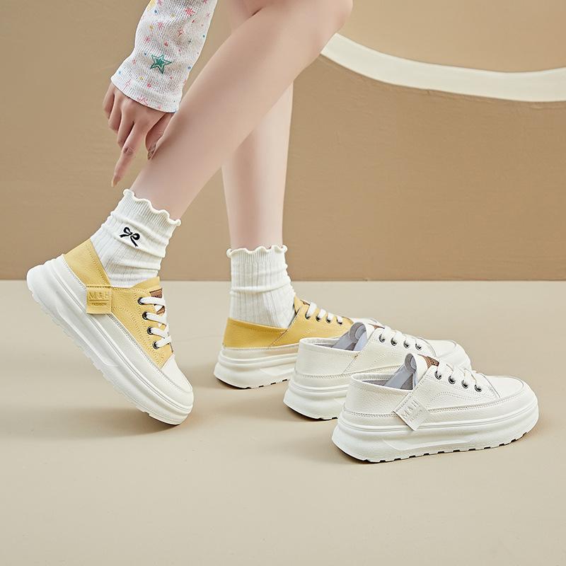 Two-wear White Shoes for Summer New Style of Female Students' Mesh Breathable Height-enhancing Casual Shoes