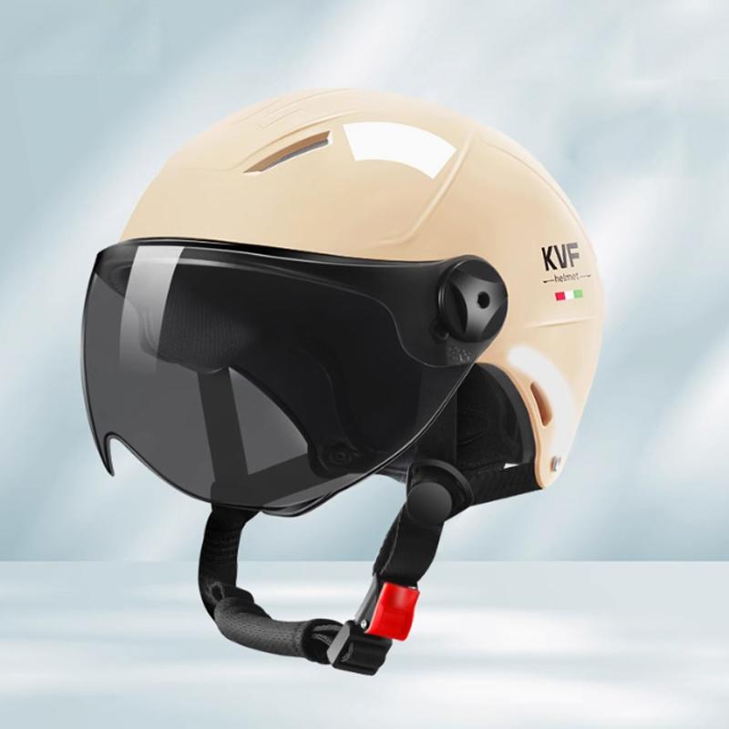 

New Motorcycle Helmet MEN Woman Electric Motor Car Scooter Bike Open Face Half Helmet Anti Safety Hat Bicycle Cap With Goggles Sunglasses-rice