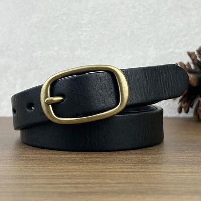 Women'S Belt Leather Copper Buckle First Layer Cowhide Casual Business Simple Belt High-End Belt