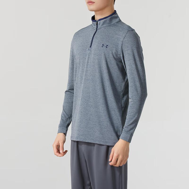 Under Armour Solid Color Comfortable Breathable Training Running Long Sleeve Fitness T-Shirt Men Tops Gray 1327040-044