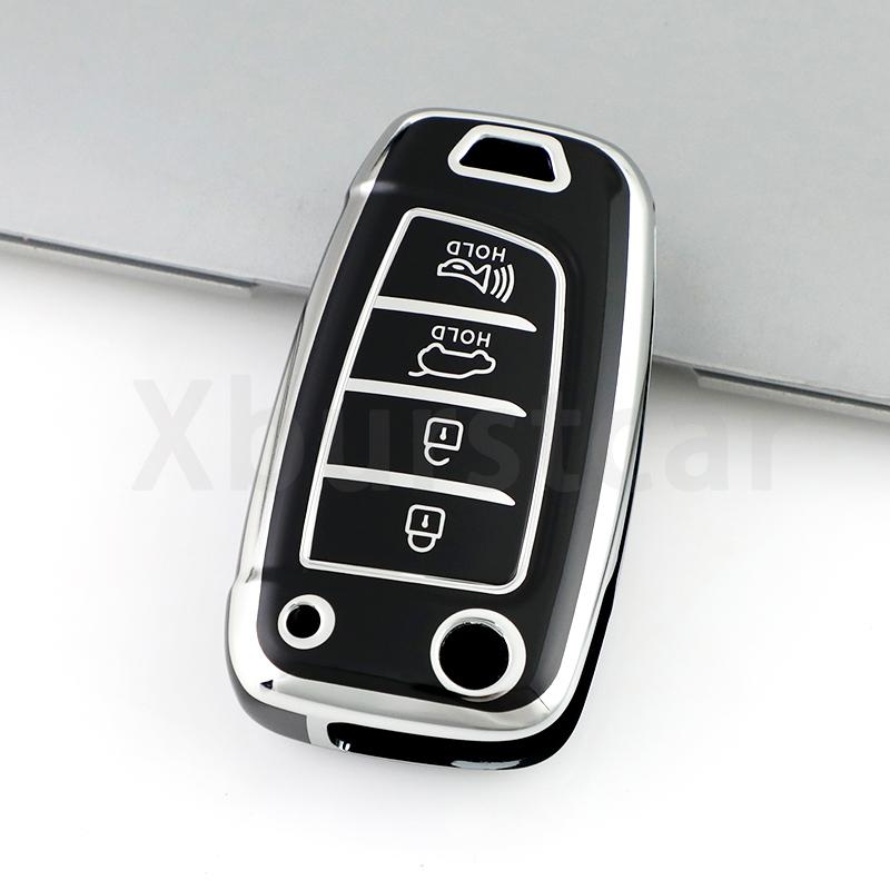 4 Buttons Tpu Car Flip Key Case Cover For Hyundai Santa Fe Tucson Verna Celesta Accent Elantra Solaris I30 I35 I40 Ix35 Sonata