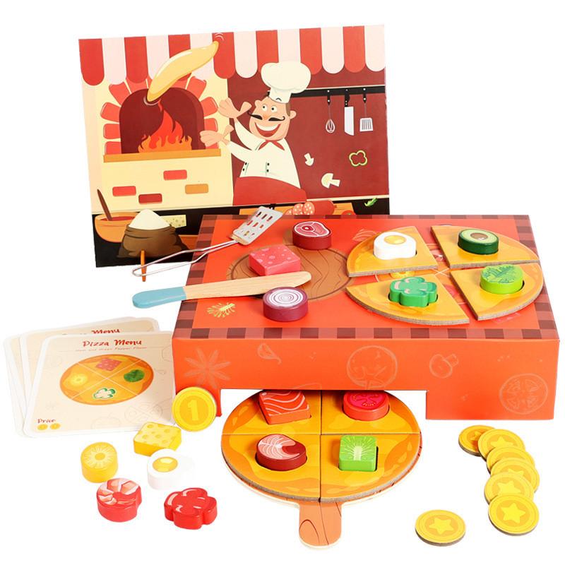 Simulation Pizza Wooden Making Children Toy Set For Role Playing Interaction And