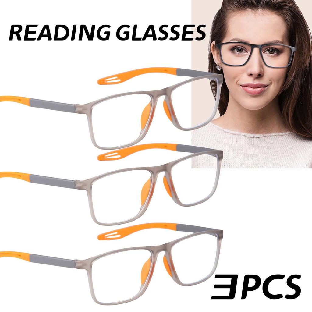 3pcs +100 +150 +200 +250 +300 Reading Glasses Anti Blue Light Elderly Eyewears Men Women's Large Frame Eyeglasses