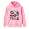Kids Boys Girls Hooded Pullover Sweatshirt, Cute Cartoon Animal Group Print Casual Long Sleeve Hoodie, Cozy Soft Streetwear Tops for Happy Daily Wear,