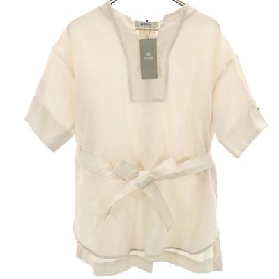 Unused Nano Universe Five-quarter Sleeve Key Neck Blouse 38 With Belt Women Used