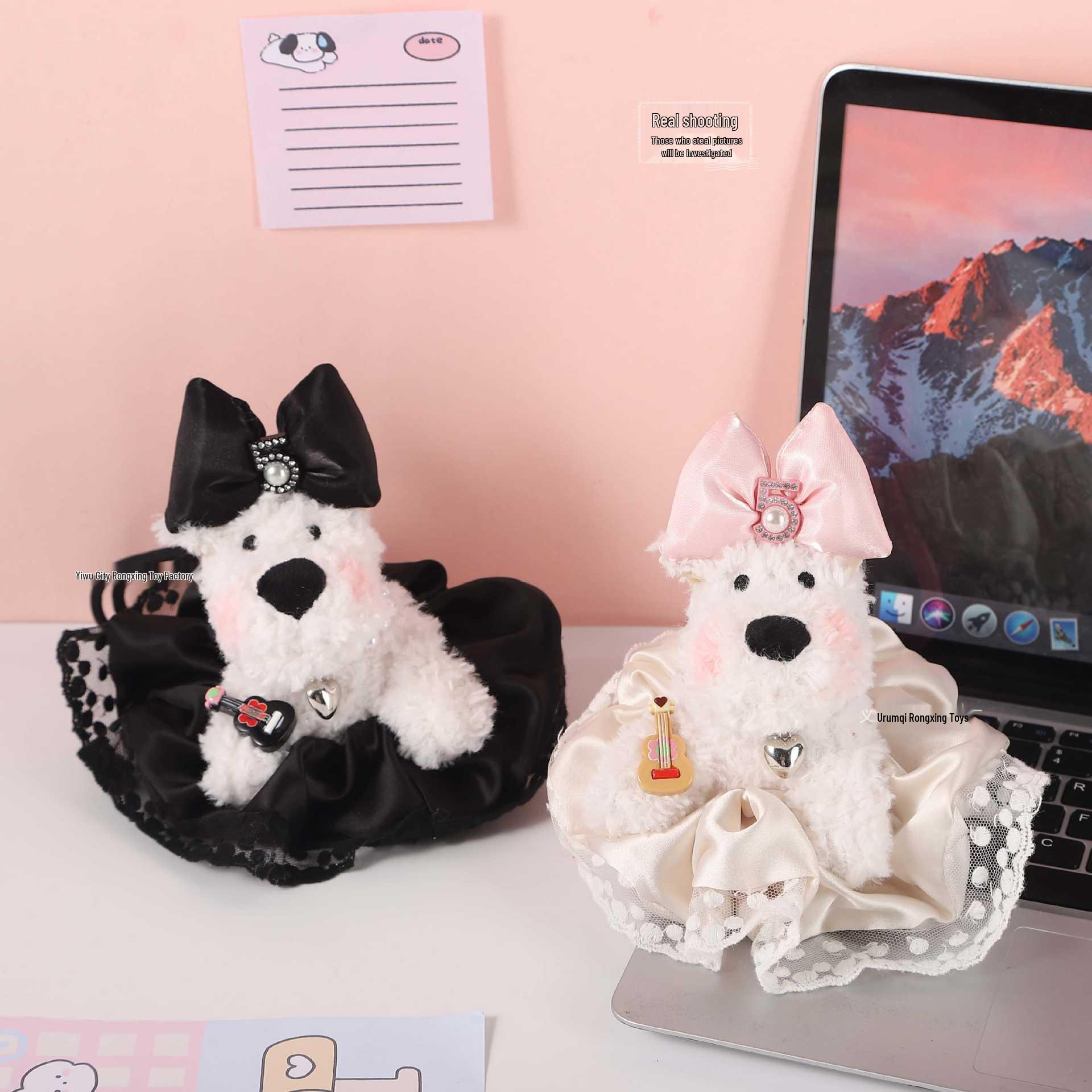 

West Highland Puppy Plush Car Ornament and Bag Charm Braided wrist strap (as pictured)