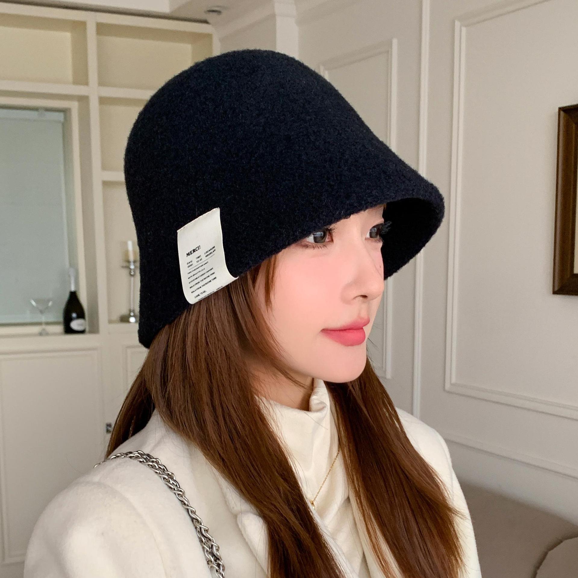 

Новая осенне-зимняя шерстяная модная шляпа для женщин, для путешествий на открытом воздухе, модная, в корейском стиле, однотонная, простая шляпа-ведро one size