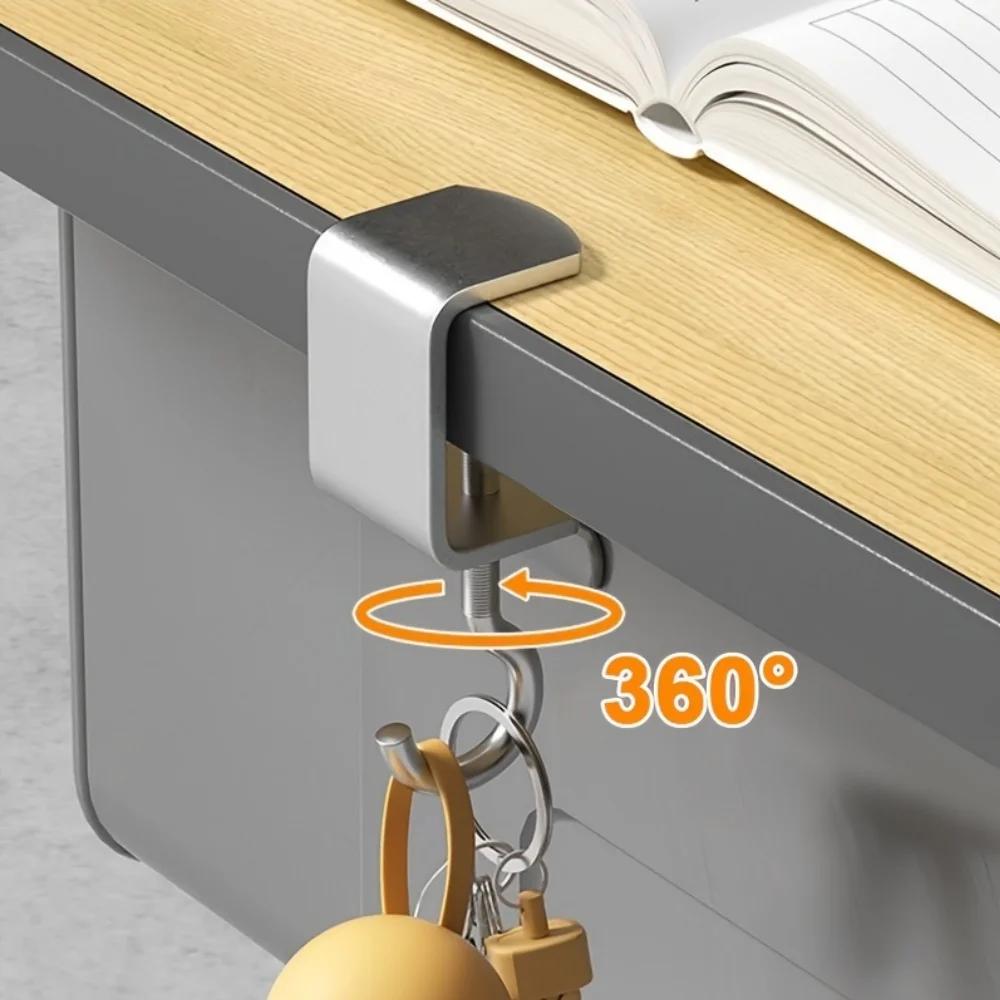 1/2pcs 360° Rotatable Steel Table Hooks - Detachable, Non-Destructive Installation for Office Desks, School Dormitories 2030
