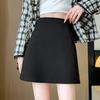 Solid Color Blend High Waist Pencil Skirt With Zipper For Women Autumn Winter