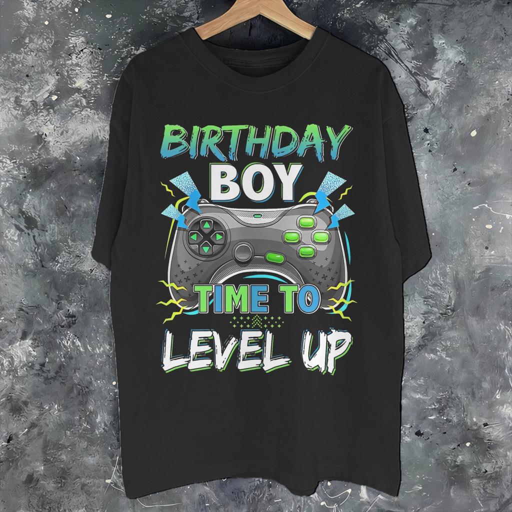 Unisex Wounisex Graphic Print Birthday Boy Time To Level Up T Shirt Tee 100 Cotton Gamer Girl Boy Tshirts Clothes