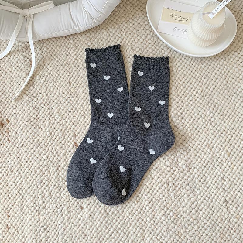 Female Autumn New Sweet Love Lace Boneless In The Tube Pile Socks