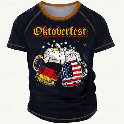 Men's Oktoberfest Beer T Shirt Short Sleeve T Shirt 3D Print Crew Neck Shirt Fashion Designer Retro Vintage Party