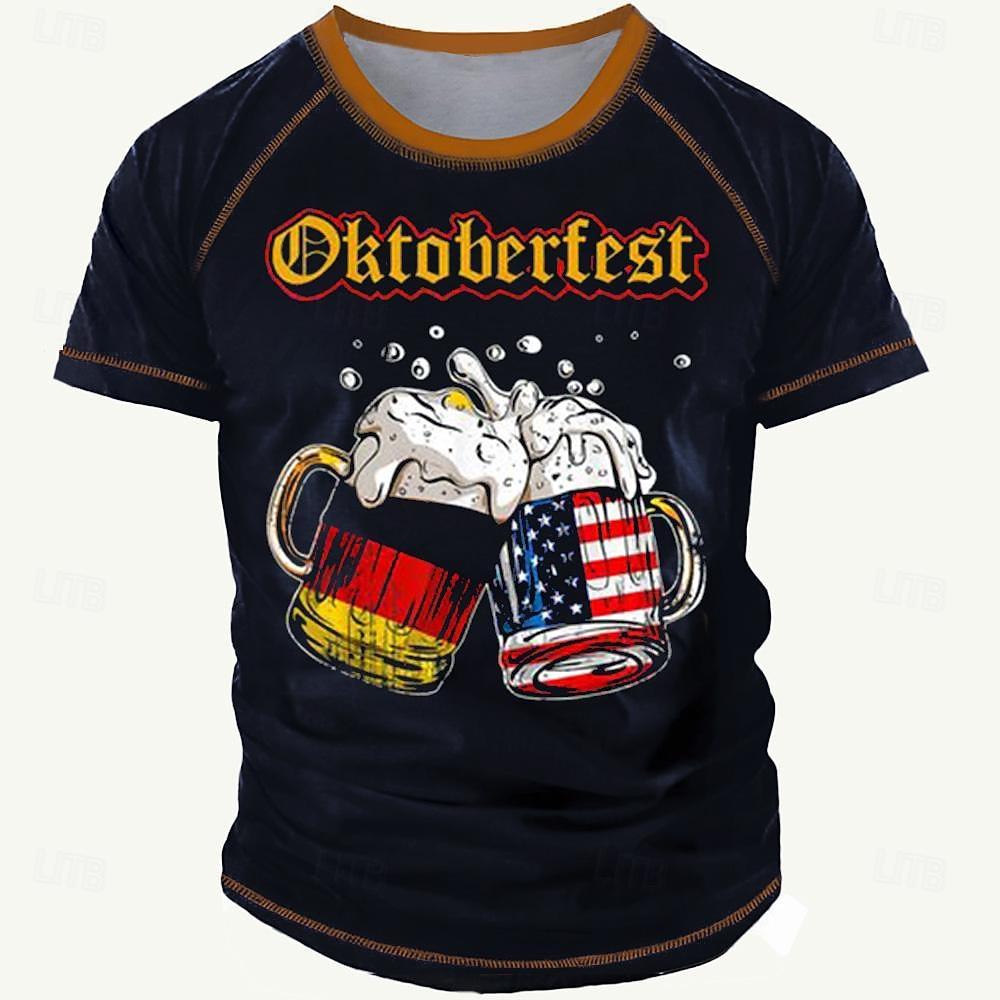 

Men s Oktoberfest Beer T Shirt Short Sleeve T shirt 3D Print Crew Neck Shirt Fashion Designer Retro Vintage Party XL