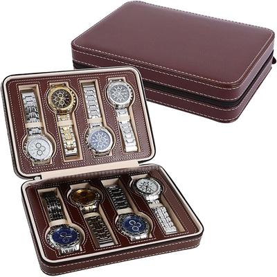 2/4/8 Slots Embedded Portable Travel Storage Bag For Watch/Daily Necessities Storage Box Leather Zipper Watch Box