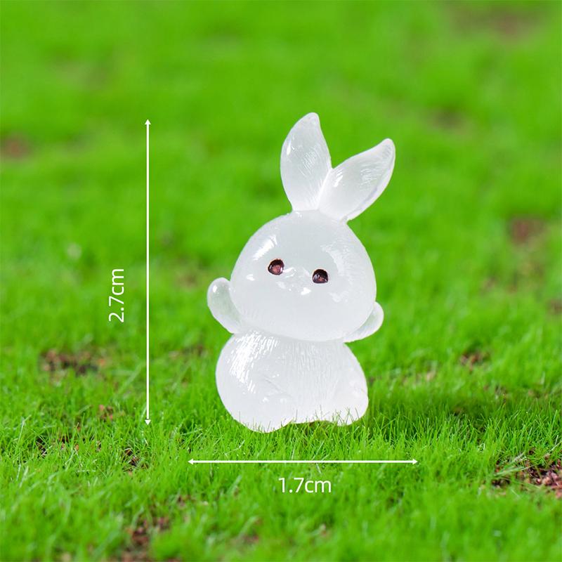 8Pcs Luminous Rabbit Miniature Figurines Fairy Garden Decoration 8 Postures Cute Bunny Home Decor Glow At Night Desk Ornaments