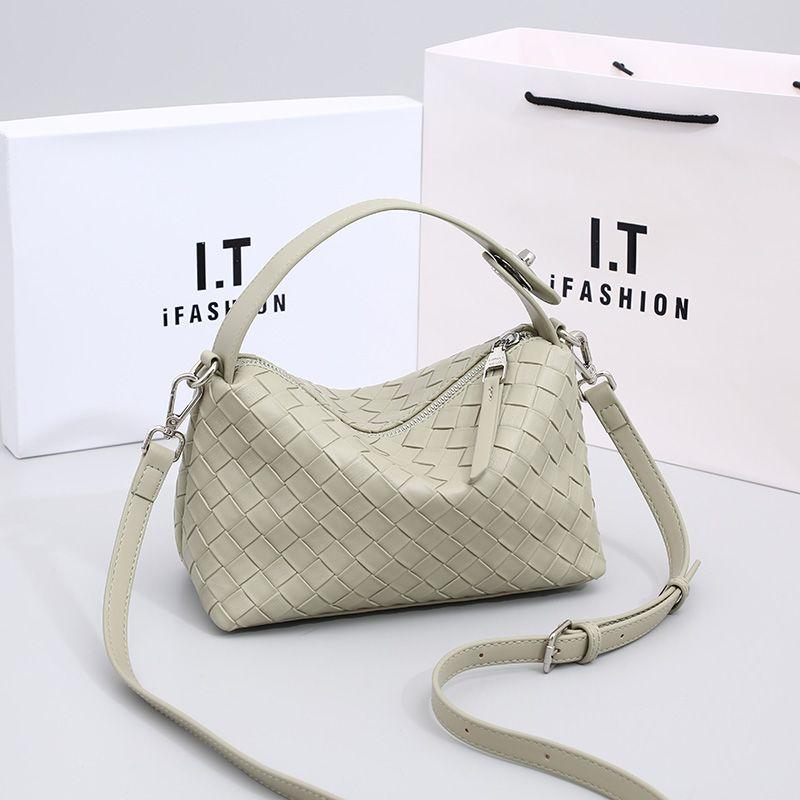 

Доступная роскошь Сумка-сатчел из плетеной натуральной кожи Женская рабочая одежда Сумка-подушка Green