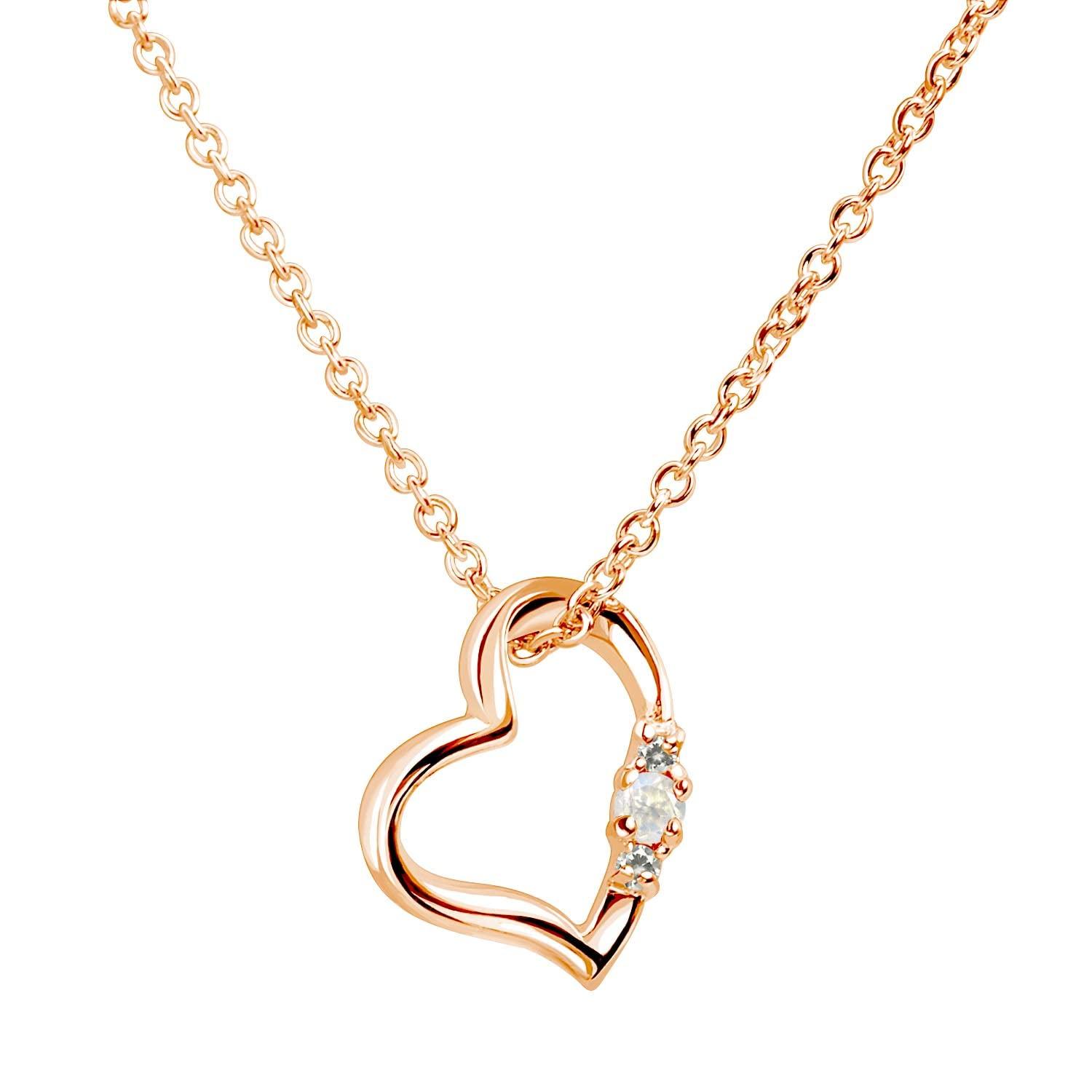 

Necklace Diamond Blue Moonstone Pink Gold Color June Birthstone [Sears] Women s e1491-p-06