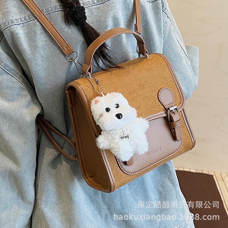 Commuter backpack 2025 new backpack retro fashion rhombus schoolbag college student senior sense going out handbag