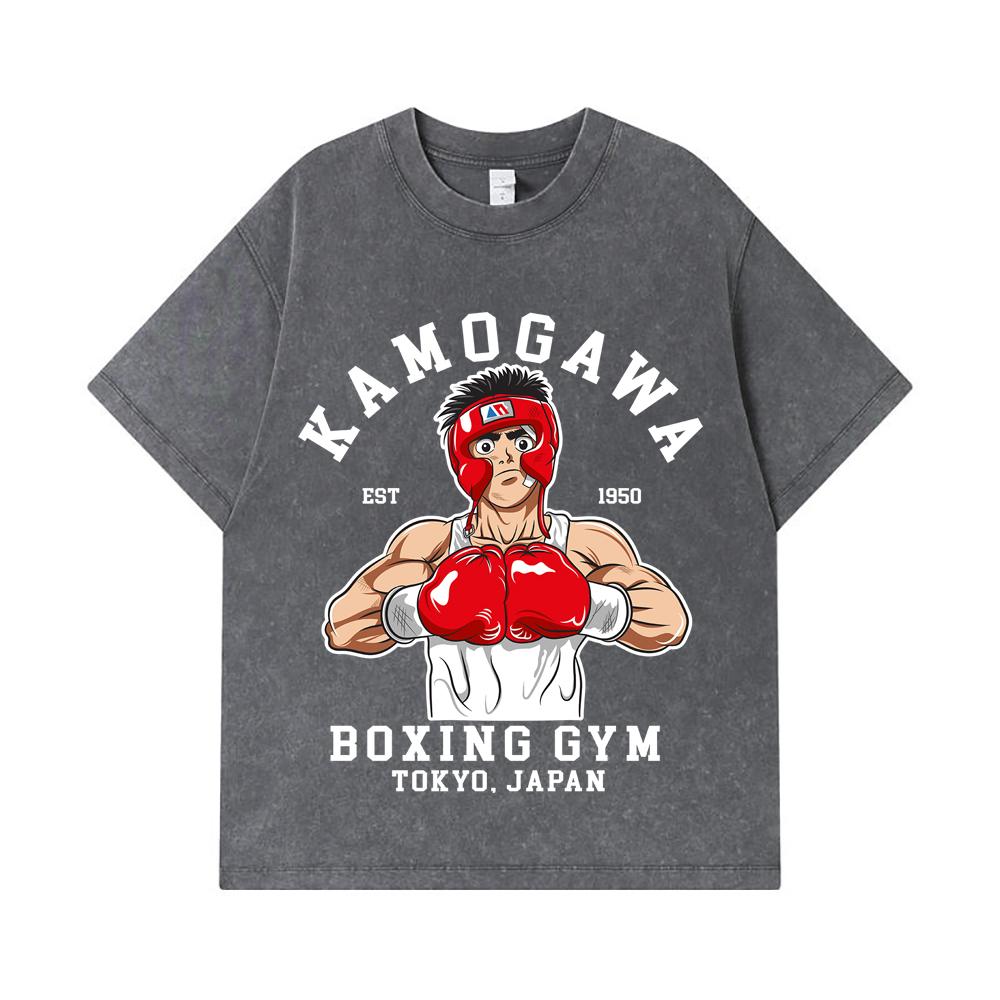275 GSM Gewaschene T-Shirts 100% Baumwolle Hajime no Ippo V10 Druck Unisex Schweres Baumwoll-T-Shirt