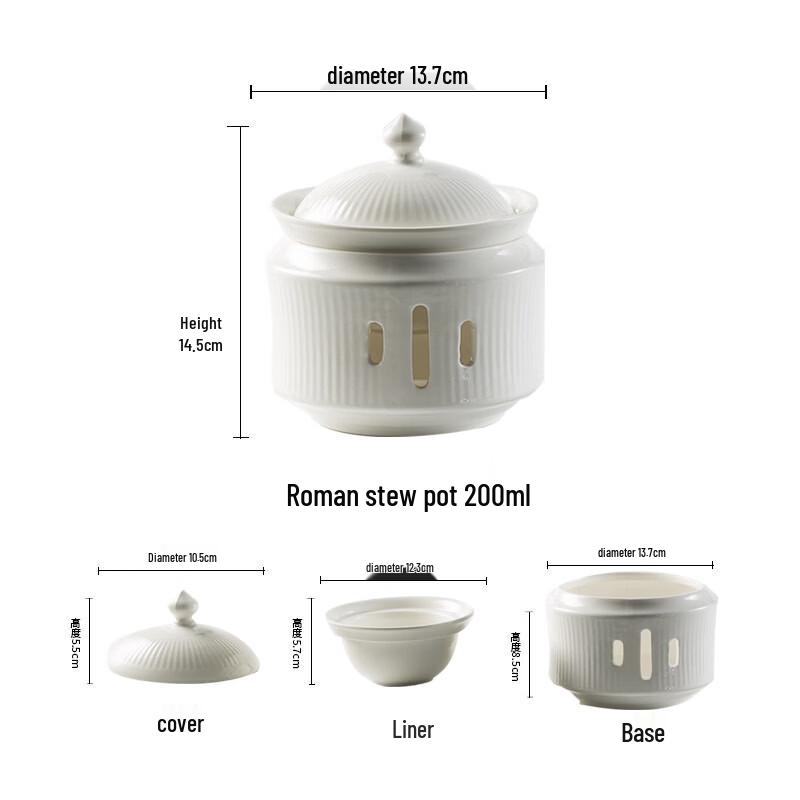 ZISIZ Ceramic Hotel Stew Pot with Lid