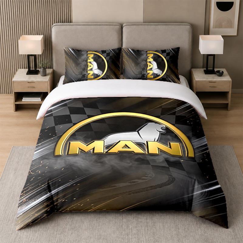 Set Biancheria da Letto 3 Pezzi Camion Uomo Lenzuolo Morbido e Due Federe Decorazione Camera da Letto Casa