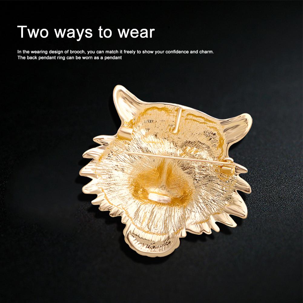Diamond-Studded Tiger Head Brooch Pin Male And Female Animal Badge Coat Suit Dripping Rhinestone Corsage