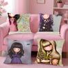 Cartoon S-Santoro Gorjuss Pillow Case Anti-Dustmite Pillowcase Invisible Zipper Silky Short Plush Sofa Cushion Cover