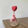 Cute Cat Figurine with Heart Balloon & Bow, Kawaii Resin Craft for Bedroom Desktop Birthday Gift for Cat Lovers