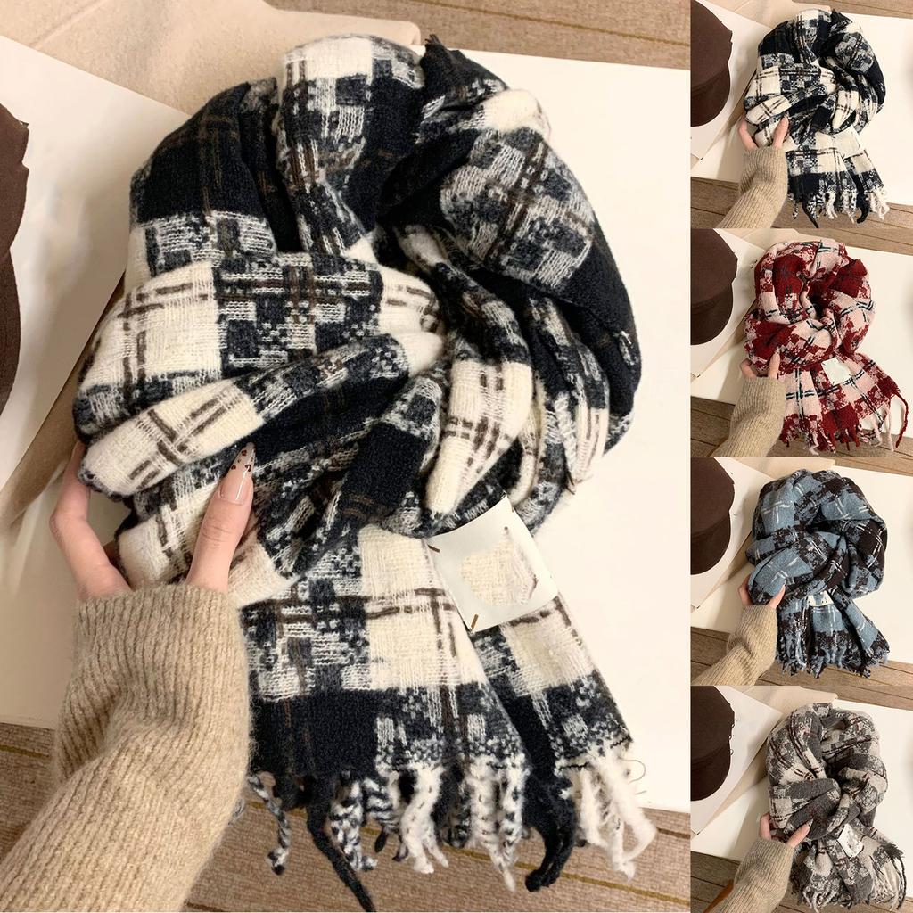 Women's Fashionable Versatile Warm Thickened Scarf Tassel Wrap