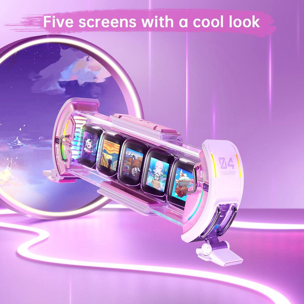 Divoom Times Gate Desk Stylish Digital Pixel Art App 5 Customizable RGB Game Room DIY Desk Pink Clock, Design, Controlled, Screens, Wi-Fi