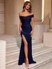 Elegante Vestido de Noche Adelgazante – Sexy Abertura Estilo Socialité para Mujer
