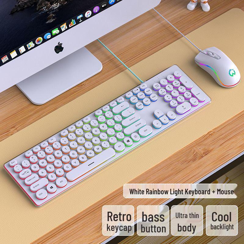 Silent Wired Chocolate Punk Keyboard - USB for Home, Office, Gaming, and Typing