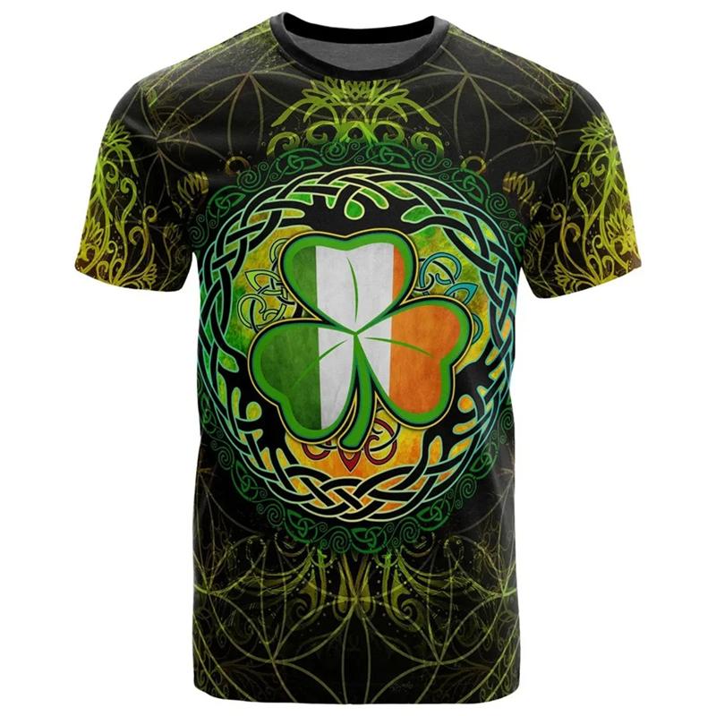 Ireland Shamrock Pattern T-Shirt 3D Printed T Shirt Men Women Clothing Casual Short Sleeve Tees O-Neck Pullover Tops Streetwear