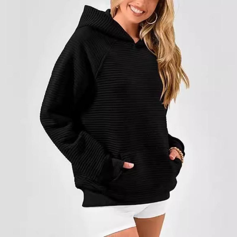 2025 Fashion Striped Loose Long Sleeved Hooded Sweater Women Autumn and Winter Casual Simple Office Sweatshirt Hoodie Elegant Loose Women's Clothing