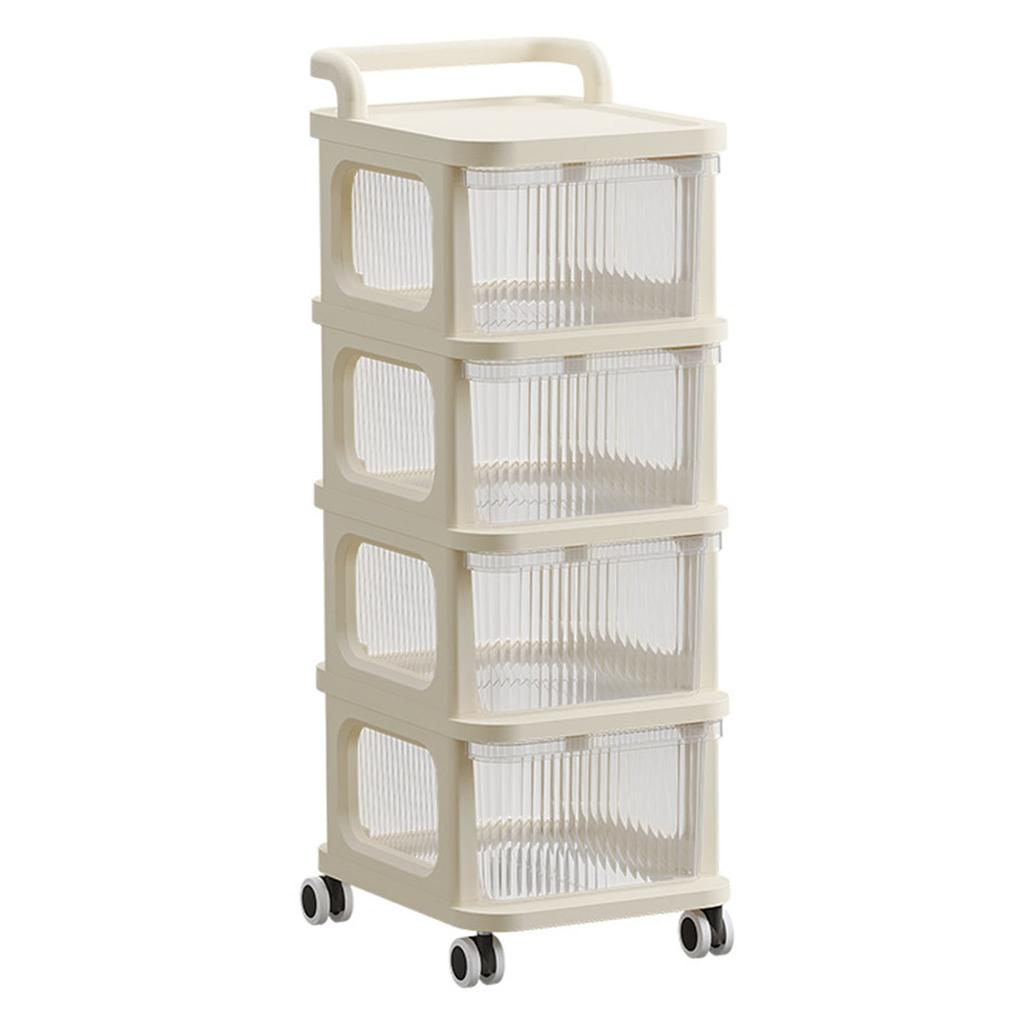 Rollwagen mit durchsichtiger Schublade Multifunktionaler Rollender Aufbewahrungswagen Organizer mit Rädern für Schlafzimmer