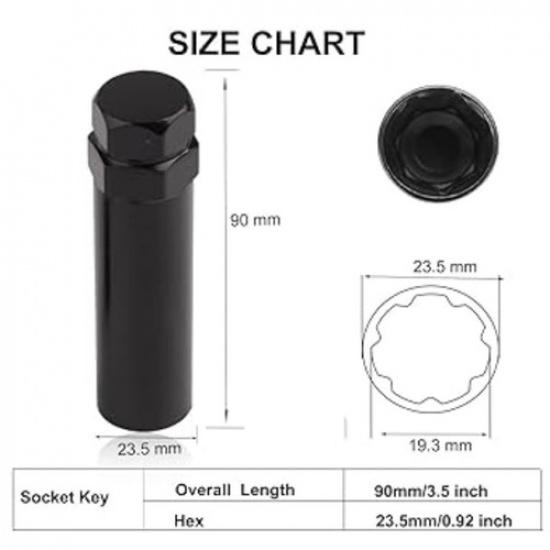 Splined Lug Nut Socket - 7 Spline Lug Nut Key & Sockets, 2 Piece Wheel Lock R