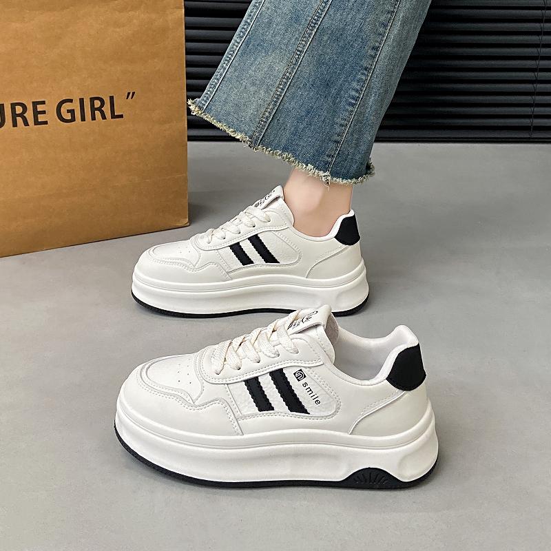 CRLAYDK Klassische Damen-Sneaker Bequeme Lässige Skateboarding Walking Low Top Schuhe Plateau PU-Leder Weiß Sport Tennis