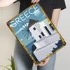 Mykonos Windmill Greece Tinplate Signs Travel Poster Man Cave Custom Metal Sign for Wall Art Decoration Home Decoration Luxury
