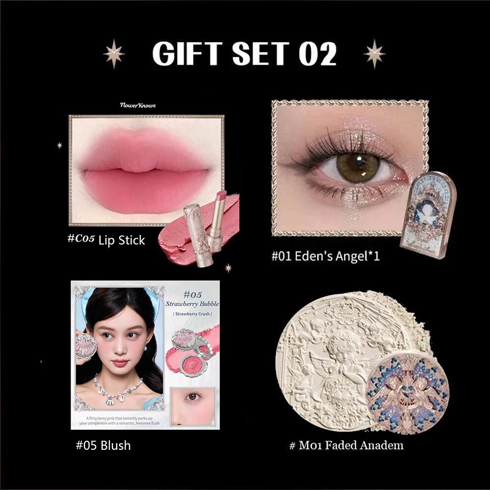Flower Know Little Angel Collectie Make-up Cadeaubox Oogschaduw Blusher Crème Matte Lippenstift Highlighter Volledige Set Alles-in-één