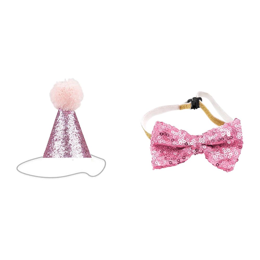 Happy Birthday Pet Holiday Products for Dogs Cats Mascotacs Accessories Party Cosplay Dog Cat Birthday Hat Bandana Bow Tie Set