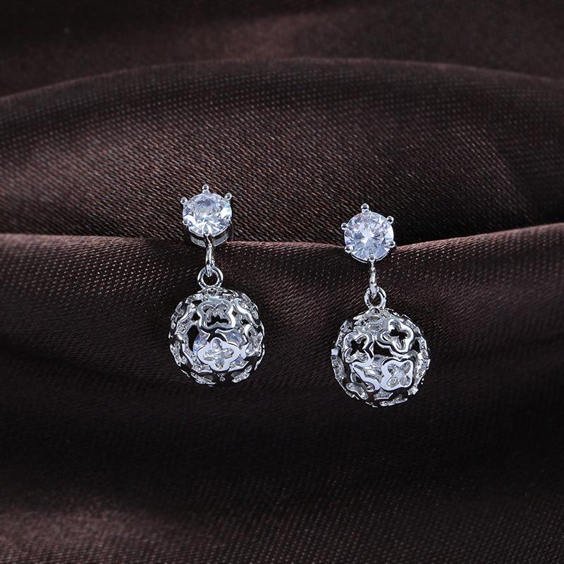Korean Style Pearl & Silver Needle Round Ball Stud Earrings