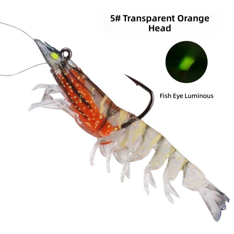 Lead Weighted Shrimp Lure Soft Bait Noctilucent Prawn Artificial Bait for Snakehead Black Fish