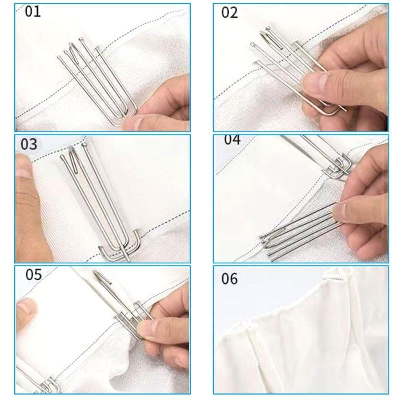 Stainless Steel Drapery Hook and Pin 4 Prongs Curtain Pleat Tape Hooks,Pinch Pleat Curtain Hooks for Pleated Drape