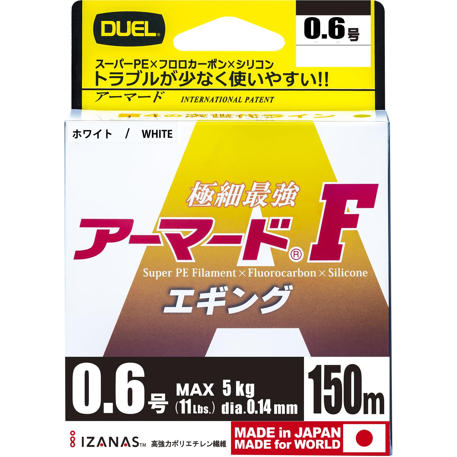 DUEL PE Леска Armored F Eging 150м W Высоко видимая Белая Eging 0.6 0.6 H4122-W