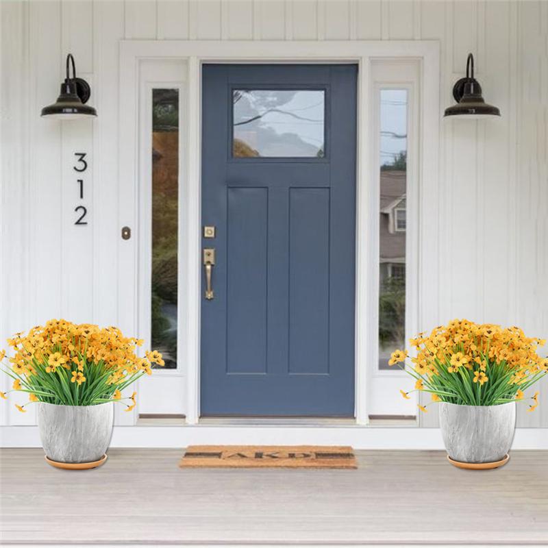 10 Teile/paket Künstliche Blume Frühling Gras Grün Pflanzen Aquatische Violett DIY Outdoor Balkon Hause Dekoration