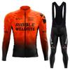 Ropa Ciclismo Orange Bicycle MTB Clothing Road Bike Suit Mens Long Sleeve Autumn Breathable Cycling Suit Set Bicicleta Bib Pants Set