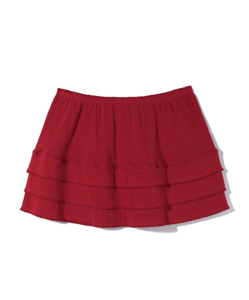 Yuhee Eyelet Frill Skirt Red