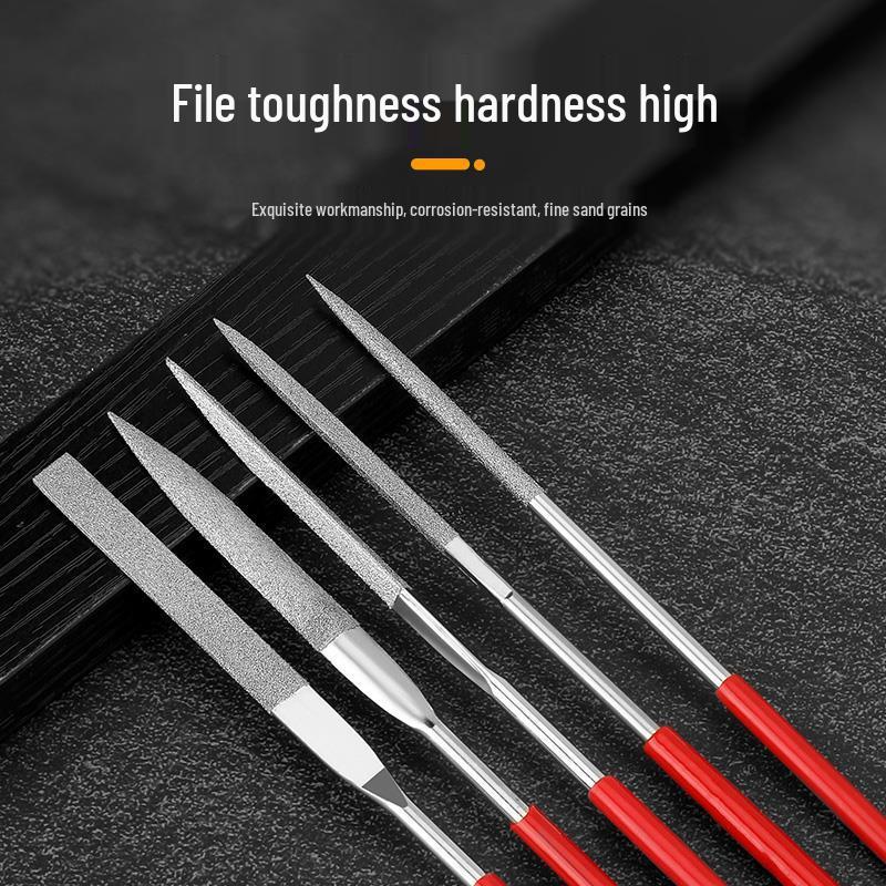 Fine Alloy Steel File Set: Triangle & Half-Round Mini Tools for Metal Grinding and Deburring.